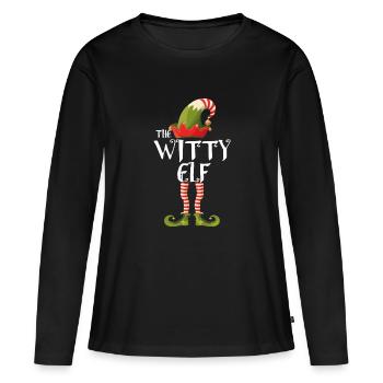 witzige Elfenfamilie passend zu Weihnachten - Frauen Premium Bio Langarmshirt - Schwarz - Vorne - Julia (174cm)