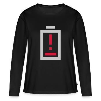 Point d’exclamation batterie pas d’alimentation - T-shirt manches longues Premium bio Femme - noir - Devant - Julia (174cm)