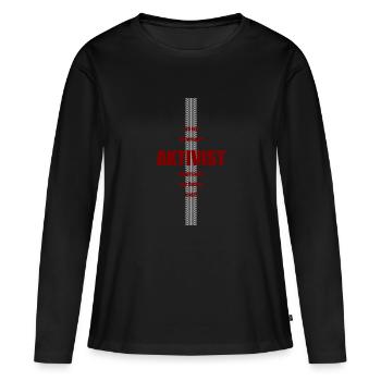 Motorsport AKTIVIST - Frauen Premium Bio Langarmshirt - Schwarz - Vorne - Julia (174cm)