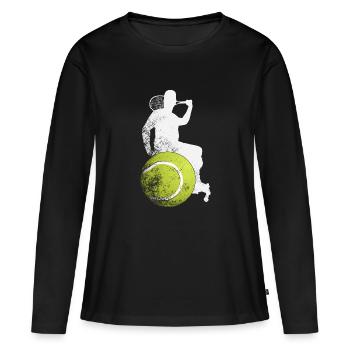 Tennis en fauteuil roulant - T-shirt manches longues Premium bio Femme - noir - Devant - Julia (174cm)