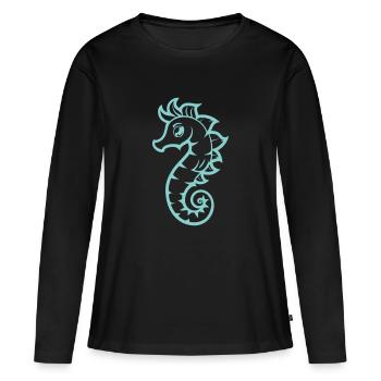 Hippocampe Hippocampe - T-shirt manches longues Premium bio Femme - noir - Devant - Julia (174cm)