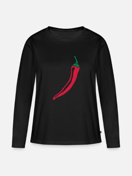 Chili - Frauen Premium Bio Langarmshirt - Schwarz