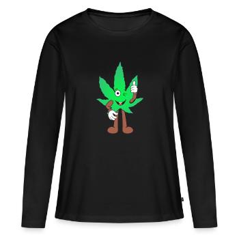 Der Bloom - Weed Cannabis Stoned Hanf Marihuana - Frauen Premium Bio Langarmshirt - Schwarz - Vorne - Julia (174cm)