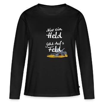 Held Feld Landwirt - Frauen Premium Bio Langarmshirt - Schwarz - Vorne - Julia (174cm)