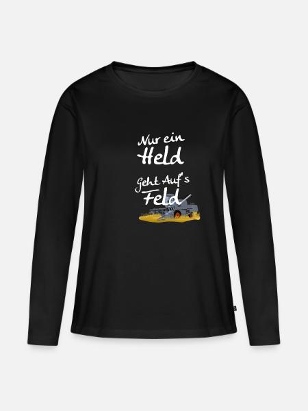 Held Feld Landwirt - Frauen Premium Bio Langarmshirt - Schwarz