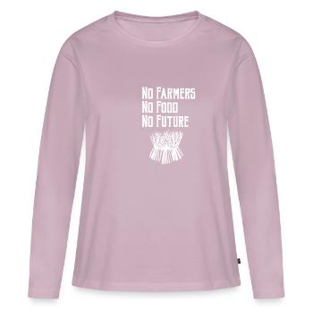 Pas d'agriculteurs pas de nourriture pas de futurs agriculteurs t-shirt - T-shirt manches longues Premium bio Femme - rose poudré - Devant - Julia (174cm)