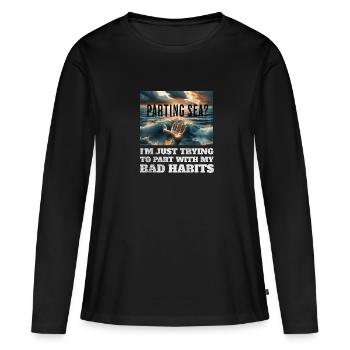 Mer de séparation ? Vêtements chrétiens drôles - T-shirt manches longues Premium bio Femme - noir - Devant - Julia (174cm)