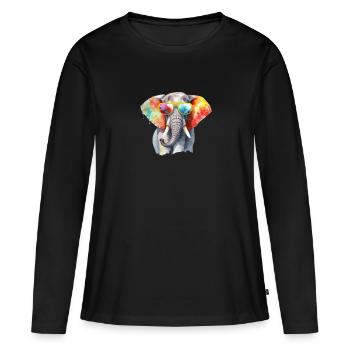 Colorful cool elephant with sunglasses - Women's Premium Organic Long Sleeve Shirt - black - Front - Julia (174cm)