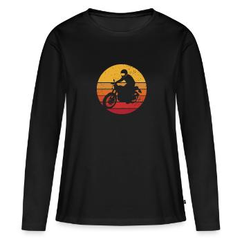Motard Motard Motard Vintage - T-shirt manches longues Premium bio Femme - noir - Devant - Julia (174cm)