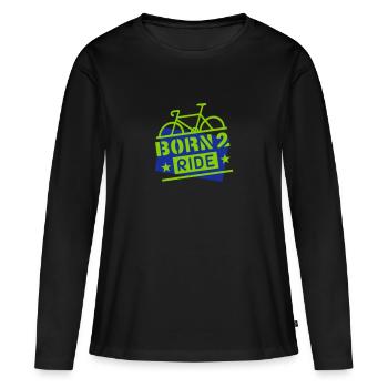 Born 2 Ride (bicycle) - Women's Premium Organic Long Sleeve Shirt - black - Front - Julia (174cm)