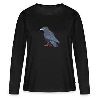 Rabenkrähe - Frauen Premium Bio Langarmshirt - Schwarz - Vorne - Julia (174cm)