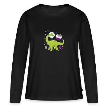 Brachiosaurus im Weltraum Ace Pride - Frauen Premium Bio Langarmshirt - Schwarz - Vorne - Julia (174cm)