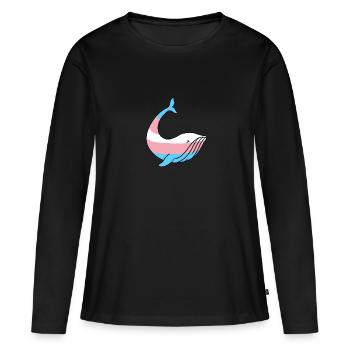 Fierté Whale Trans - T-shirt manches longues Premium bio Femme - noir - Devant - Julia (174cm)