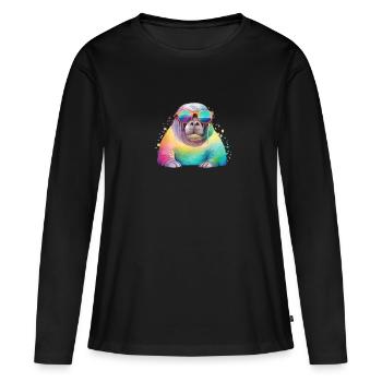 Colorful cool walrus with sunglasses - Women's Premium Organic Long Sleeve Shirt - black - Front - Julia (174cm)