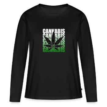 Feuille de Cannabis - T-shirt manches longues Premium bio Femme - noir - Devant - Julia (174cm)
