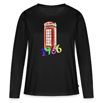 Cabine téléphonique Téléphone 1966 - T-shirt manches longues Premium bio Femme - noir - Devant - Julia (174cm)