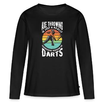 Hache Hache Lancer Hache Hache LanceUse Hache Lancer Drôle - T-shirt manches longues Premium bio Femme - noir - Devant - Julia (174cm)