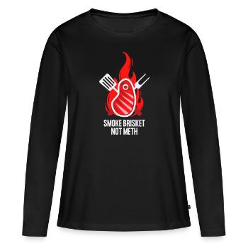 POITRINE DE FUMÉE PAS DE MÉTHAMPHÉTAMINE - T-shirt manches longues Premium bio Femme - noir - Devant - Julia (174cm)