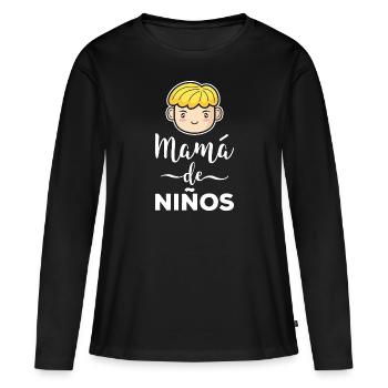 Mama von Jungen Geschenk Mutter Muttertag - Frauen Premium Bio Langarmshirt - Schwarz - Vorne - Julia (174cm)