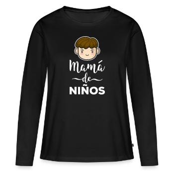 Mama von Jungen Geschenk Mutter Muttertag - Frauen Premium Bio Langarmshirt - Schwarz - Vorne - Julia (174cm)