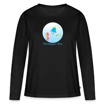 Nazar Evil Eye Protecteur Amulette Papillon - T-shirt manches longues Premium bio Femme - noir - Devant - Julia (174cm)