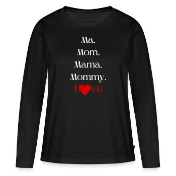 MAMAN MAMAN MAMAN MAMAN AMOUR - T-shirt manches longues Premium bio Femme - noir - Devant - Julia (174cm)