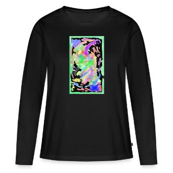Un désordre chaotique en néon - T-shirt manches longues Premium bio Femme - noir - Devant - Julia (174cm)
