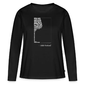 Le vin est le week-end dans le verre - chemise - T-shirt manches longues Premium bio Femme - noir - Devant - Julia (174cm)