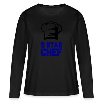 Chef 5 étoiles - T-shirt manches longues Premium bio Femme - noir - Devant - Julia (174cm)