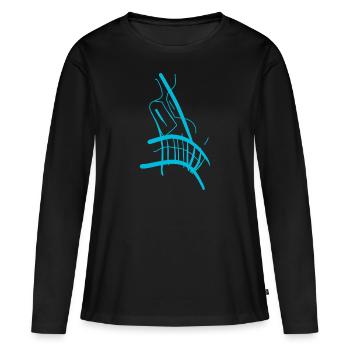 Bleu avec colère Cartoon Angry Face - T-shirt manches longues Premium bio Femme - noir - Devant - Julia (174cm)