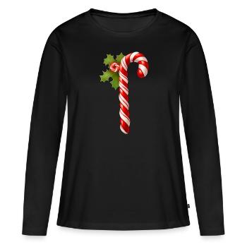 Zuckerstange - Frauen Premium Bio Langarmshirt - Schwarz - Vorne - Julia (174cm)