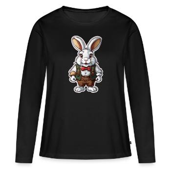 Lederhosen / Animal / Traditional costume / Tradition / Rabbit - Women's Premium Organic Long Sleeve Shirt - black - Front - Julia (174cm)