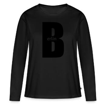 Berlin - T-shirt manches longues Premium bio Femme - noir - Devant - Julia (174cm)
