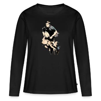 Nico le rugbyman - T-shirt manches longues Premium bio Femme - noir - Devant - Julia (174cm)