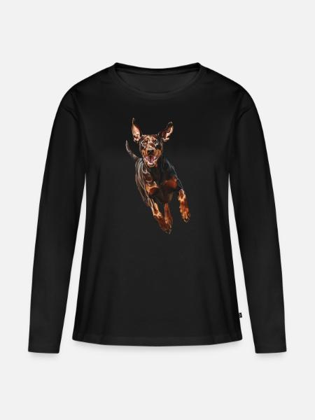 Dobermann - Frauen Premium Bio Langarmshirt - Schwarz