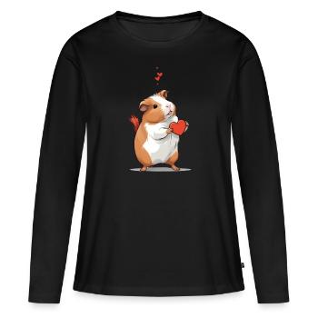 Meerschweinchen Meerschwein Haustier Liebhaber - Frauen Premium Bio Langarmshirt - Schwarz - Vorne - Julia (174cm)