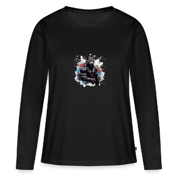 Muscle léopard Bodybuilding Beast - T-shirt manches longues Premium bio Femme - noir - Devant - Julia (174cm)