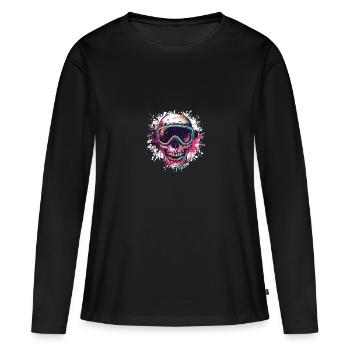Ski Skull Masque de ski Skull - T-shirt manches longues Premium bio Femme - noir - Devant - Julia (174cm)