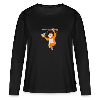 Orang-outan - T-shirt manches longues Premium bio Femme - noir - Devant - Julia (174cm)