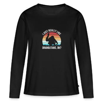 Orang-outan - T-shirt manches longues Premium bio Femme - noir - Devant - Julia (174cm)