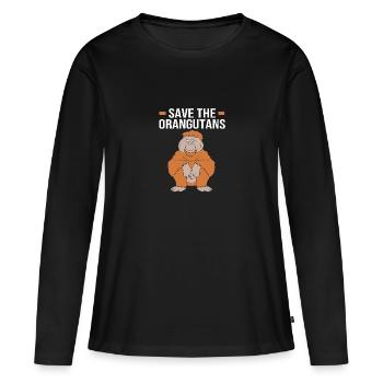 Orang-outan - T-shirt manches longues Premium bio Femme - noir - Devant - Julia (174cm)