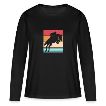 Saut d’obstacles Saut d’obstacles - T-shirt manches longues Premium bio Femme - noir - Devant - Julia (174cm)