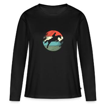 Saut d’obstacles Saut d’obstacles - T-shirt manches longues Premium bio Femme - noir - Devant - Julia (174cm)