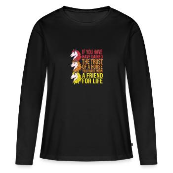 Saut d’obstacles Saut d’obstacles - T-shirt manches longues Premium bio Femme - noir - Devant - Julia (174cm)