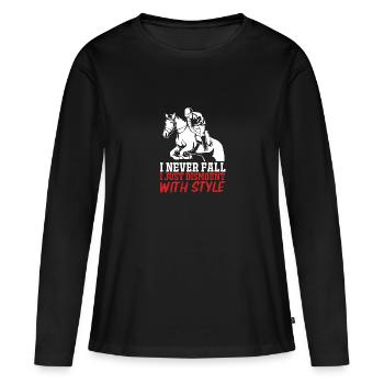 Saut d’obstacles Saut d’obstacles - T-shirt manches longues Premium bio Femme - noir - Devant - Julia (174cm)