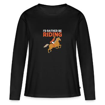 Saut d’obstacles Saut d’obstacles - T-shirt manches longues Premium bio Femme - noir - Devant - Julia (174cm)