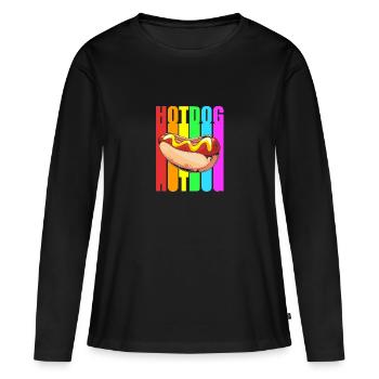 Hot Dog Snack - Women's Premium Organic Long Sleeve Shirt - black - Front - Julia (174cm)