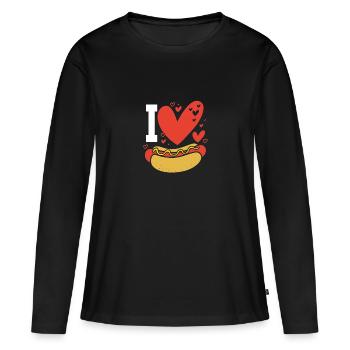 Hot Dog Snack - Women's Premium Organic Long Sleeve Shirt - black - Front - Julia (174cm)