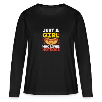 Hot Dog Snack - Women's Premium Organic Long Sleeve Shirt - black - Front - Julia (174cm)