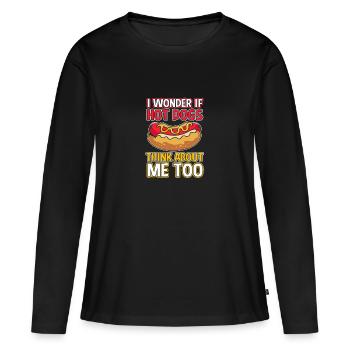 Hot Dog Snack - Women's Premium Organic Long Sleeve Shirt - black - Front - Julia (174cm)
